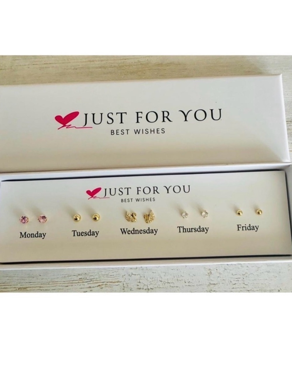 Gold and Pink 5-Pair Stud Earring Set